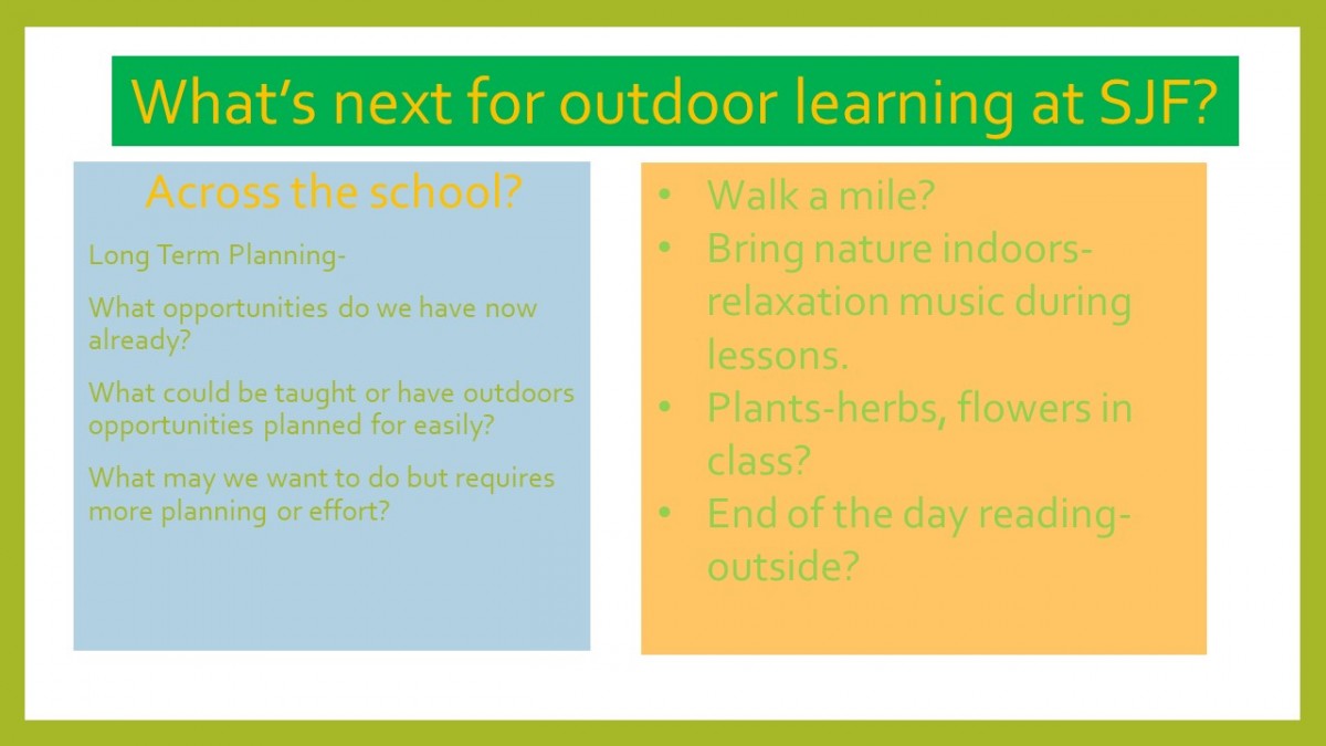Mrs Glenister – Outdoor Learning